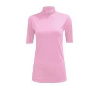 Cloth Garage® Womens Turtle Roll Neck Jumper Ladies Short Sleeves Roll Neck Jumper Plain High Neck Top Casual Wear Stretch Fitted Top T-Shirt Baby Pink