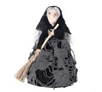 Cloth Halloween Witch Broom Decoration for Hanging and Wall Display, Designed to Create a Spooky Atmosphere at Seasonal Celebrations (Black)