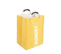 Cloth Laundry Hamper with Carry around Handles Bathroom Storage Laundry Bin Foldable Fabric Laundry Bag (Yellow)