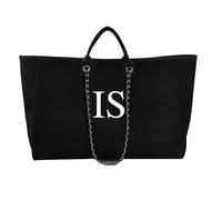 Cloth N Card Personalised Black Extra Large Initial, Tote - Custom Monogram, Tote with Zip, Overnight, Holdall, Beach Tote, Weekender Holdall Gift for Women