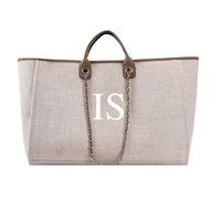 Cloth N Card Personalised Extra Large, Tote with Zip, Custom Initial Monogram, Holdall, Beach Tote for Women, Overnight Weekender Holdall, Holiday & Cabin Luggage Gift