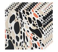 Cloth Napkins 50x50cm Satin Polyester Reusable Dinner Napkins for Weddings, Cow Spot Print 6 Pcs