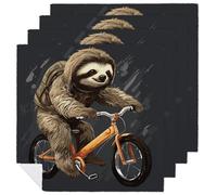 Cloth Napkins Durable Dinner Napkin Soft Absorbent Table Napkin Set of 4 PCS Cycling Sloth Kitchen Placemats Reusable Washable Napkins for Parties Restaurant Wedding Hotel
