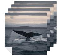 Cloth Napkins Durable Dinner Napkin Soft Absorbent Table Napkin Set of 4 PCS Humpback Whale Tail Ocean Kitchen Placemats Reusable Washable Napkins for Parties Restaurant Wedding Hotel