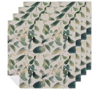 Cloth Napkins Durable Dinner Napkin Soft Absorbent Table Napkin Set of 4 PCS Sage Green Eucalyptus Leaves Kitchen Placemats Reusable Washable Napkins for Parties Restaurant Wedding Hotel
