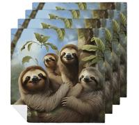 Cloth Napkins Durable Dinner Napkin Soft Absorbent Table Napkin Set of 4 PCS Sloth Family Kitchen Placemats Reusable Washable Napkins for Parties Restaurant Wedding Hotel