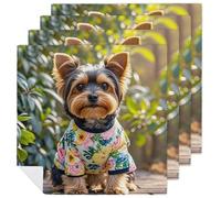 Cloth Napkins Durable Dinner Napkin Soft Absorbent Table Napkin Set of 4 PCS Yorkie Floral Kitchen Placemats Reusable Washable Napkins for Parties Restaurant Wedding Hotel