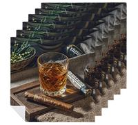 Cloth Napkins Durable Dinner Napkin Soft Absorbent Table Napkin Set of 6 PCS Cigar & Whiskey Kitchen Placemats Reusable Washable Napkins for Parties Restaurant Wedding Hotel