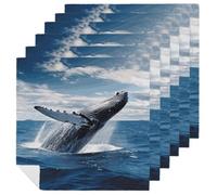 Cloth Napkins Durable Dinner Napkin Soft Absorbent Table Napkin Set of 6 PCS Whale Above Sea Water in The Ocean Kitchen Placemats Reusable Washable Napkins for Parties Restaurant Wedding Hotel