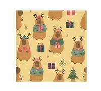 Cloth Napkins Set of 1 Cute Capybaras Print Washable Polyester Dinner Napkins Soft Reusable Table Napkins for Home Xmas Holiday Party Wedding 20 X 20 In
