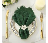 Cloth Napkins Set of 12, 17x17 Inches Cotton Napkins, Handmade Dinner Napkins for Dinner, Wedding, Christmas and Parties-Dark Green