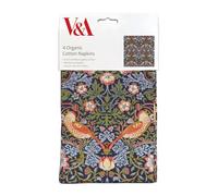 Cloth Napkins - Set of 4 - Organic Cotton - Strawberry Thief by William Morris - Artistic V&A Design - Reusable Tableware