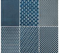 Cloth Napkins Set of 6 - Indigo Blue Cotton Floral Dinner Napkins for Table | Reusable Indian Block Print Washable Napkins for Wedding, Party, Boho Decor (Indigo Blue) Large (18x18 Inches)