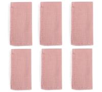 Cloth Napkins Set of 6, Linen Napkins, Pink Napkin Cloths with Tassels, Reusable, 42 x 42 CM, for Weddings, Parties, Everyday Use (pink)