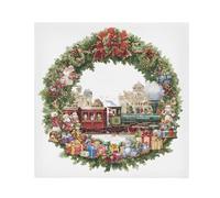 Cloth Napkins Set of 6 Vintage Santa's Wreath Print Washable Polyester Dinner Napkins Soft Reusable Table Napkins for Home Xmas Holiday Party Wedding 20 X 20 In