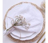 Cloth Napkins with Fringe Set of 12,100% Natural Soft Cotton,Washable Gauze Napkins Great for Weddings Decorative,Dinner Parties,Family Everyday Use (12 Pack, White)