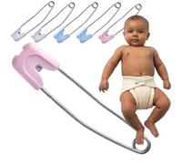 Cloth Nappy Pins 55mm Mixed 6 Pack - Locking Safety Pins, Rust-Proof