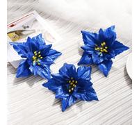 Cloth Plastic Christmas Tree Flowers 10PCS 12.5cm(White) | 10-piece set, 12.5cm size, cloth and plastic mix, hanging loops, tree wreath decor