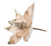 Cloth Plastic Xmas Flower Bauble 20cm Hanging Decoration(Champagne)