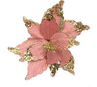 Cloth Plastic Xmas Flower Ornament 25cm Hanging Decor(Flesh Pink)