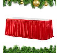 Cloth Table Skirt, 6/9 Feet Rectangle Pleated Table Skirt, Cloth Party Decorations Home Decor for Gathering Birthday Banquet Gender Reveal Wedding Holiday Outdoor