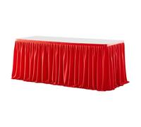 Cloth Table Skirt | 6/9 Ft Red Christmas Party Table Skirt - Cloth Fitted Cover Home Decor for Event Banquet Wedding Baby Shower Indoor Outdoor Holiday Halloween Party Gathering