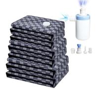 Cloth Vacuum Bags for Travel with Electric Pump, Reusable Luggage Compression Bags for Clothing, Camping, and Outdoor, Space Saving Sealing Packing Bags 6 Pack ((2 Large/2 Medium/2 Small))