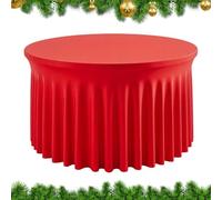 Cloth With Skirt - 6ft/9ft Round Pleated Cover, Baby Shower Desk Skirt, Decorative Red Tableskirt | Elegant Wedding Decoration | Christmas Holiday Banquet, Classroom Buffet Party, Gatherin