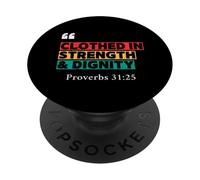 Clothed in Strength & Dignity - Proverbs 31:25 Retro Design PopSockets Adhesive PopGrip
