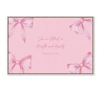 Clothed Strength Framed Canvas Print Inspirational Quotes by Art Remedy, Silver Frame, 24 x 16