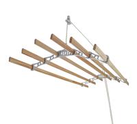 Monster Shop Clothes Airer Ceiling Pulley Maid Traditional Mounted Clothing Dryer 6 Lath Laundry Drying Rack Rail 2.4m White