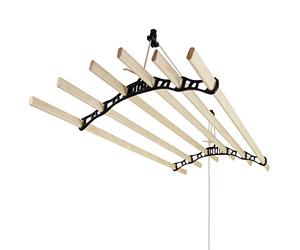 Clothes Airer Ceiling Pulley Maid Traditional Mounted Clothing Dryer 6 Lath Laundry Drying Rack Rail 1.8m Black