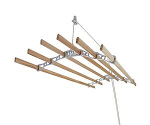 Clothes Airer Ceiling Pulley Maid Traditional Mounted Clothing Dryer 6 Lath Laundry Drying Rack Rail 1.4m White