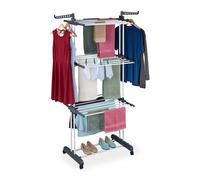 Clothes Airer Laundry Drying Rack Winged Clothing Tower Wheels Rolling Metal