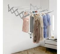 Clothes Airer Towel Rack - Folding Retractable Wall Mounted Laundry Drying Rack, Expandable Garment Dryer for Indoor and Outdoor Use