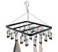 Clothes Airer White - Clothes Dryer with Windproof | Clothe Hanger with 8 Clips | Towels Extendable Foldable Cloth Rack Cloth Rail Wall Load Capacity for Trousers Gloves