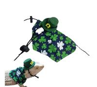 Clothes and Hat in Lizard, Clover Pattern Bandanas Puppy Party Clothing | Reptile of the Saint Costume
