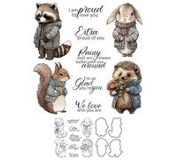 Clothes Animals Stamps and Die Cuts for Card Making Hedgehog Transparent Silicone Clear Stamp and Metal Cutting Dies Sets for DIY Scrapbooking Paper Crafting Seals Decorative Supplies