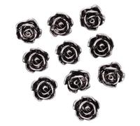 Clothes Button, Sewing Buttons Rose Flower Metal Shank Gold Silver 11mm(Silver-20pcs)