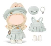 Clothes Compatible with LABUBU Doll - 4PCS Frosted Mint Set, 17cm Doll Clothes Designer Outfit for Campus Classic Theme, Chic Stylish Accessories for Labubu, No Doll (Paris Mint Frost)