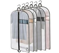 Clothes Cover Bags for Storage, Hanging Garment Covers with Zipper, Dust & Moth Proof, Breathable Suit & Dress Protector for Wardrobe and Travel, Pack of 6 (60cm x140cm)