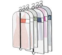 Clothes Cover Bags for Storage, Hanging Garment Covers with Zipper, Dustproof & Moth Proof, Breathable Suit & Dress Protector for Wardrobe and Travel, Pack of 6 (2 Sizes)