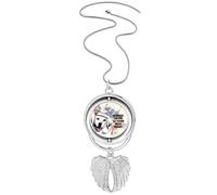 Clothes Dog Lovely Watercolor Illustration Pendant Angel Wings Rotating Necklace Jewelry