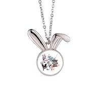 Clothes Dog Lovely Watercolor Illustration Rabbit Necklace Pendant Bunny Animal Jewelry Gift