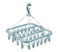 Clothes Drying Hanger with 32 Clips, Foldable Design Multi-Functional Sock Dryer and Rotary Wind-sock hanger for washing line, for Socks, Underwear, Bras, Baby Clothes(COLOR:Blue)