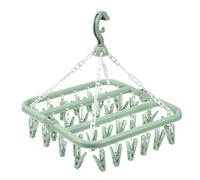 Clothes Drying Hanger with 32 Clips, Foldable Design Multi-Functional Sock Dryer and Rotary Wind-sock hanger for washing line, for Socks, Underwear, Bras, Baby Clothes(COLOR:Green)