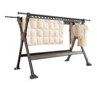 Clothes Drying Rack 2 Tiers, Heavy Duty Drying Rack Clothing Folding Indoor Outdoor, Stainless Steel Laundry Drying Rack, Foldable Garment RackCreamy White, 150-250cm without drying net