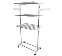 Clothes Drying Rack, Foldable Indoor Outdoor Clothes Airer with Wheels, 4-Tier Stand, 6 Folding Wings, 2 Rotating Side Wings for Efficient Drying