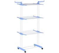 Homcom Foldable Clothes Drying Rack Steel Garment Dryer With Casters Blue Blue