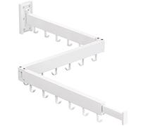 Clothes Drying Rack,Laundry Drying rack,Wall Mounted Clothes Rack,Clothes Hanging Rack,Laundry Rack Wall Mount,Folding Retractable Collapsible Drying Rack Clothing (Three-Poles,J Hooks,White)